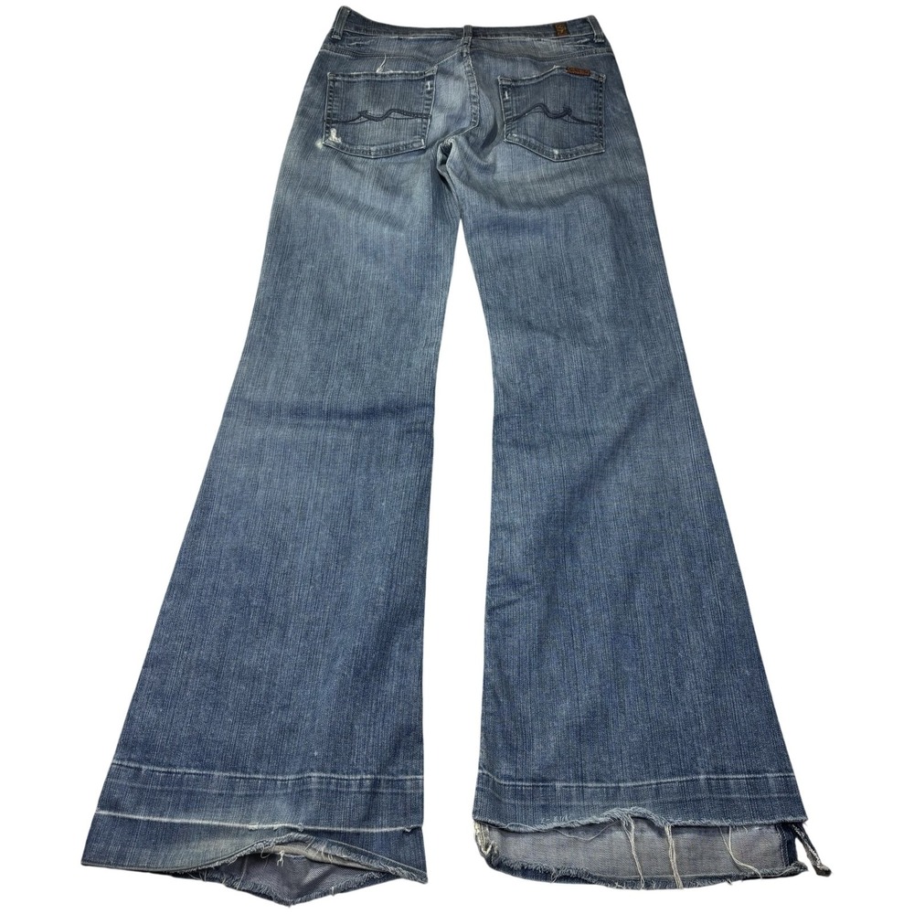 7 For All Mankind Ginger Jeans Womens 28 Blue Medium Wash Wide Leg Distressed